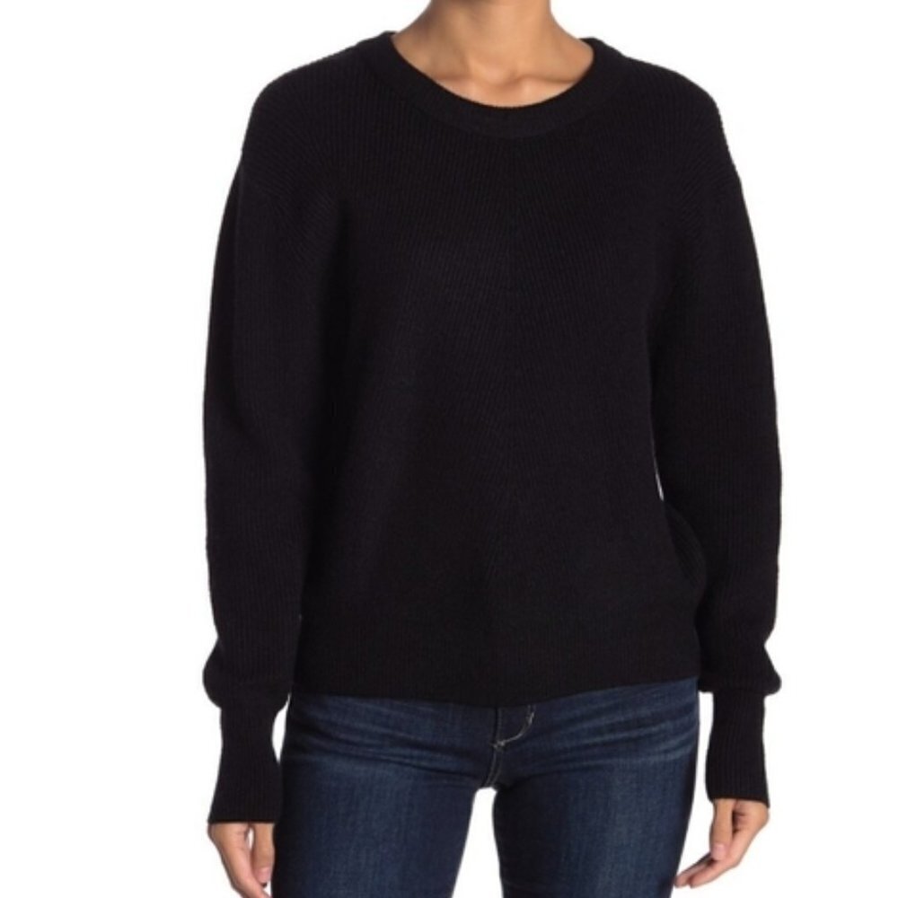 Elodie Perfect Pullover Knit Sweater Black Minimal Normcore Crewneck Medium‎